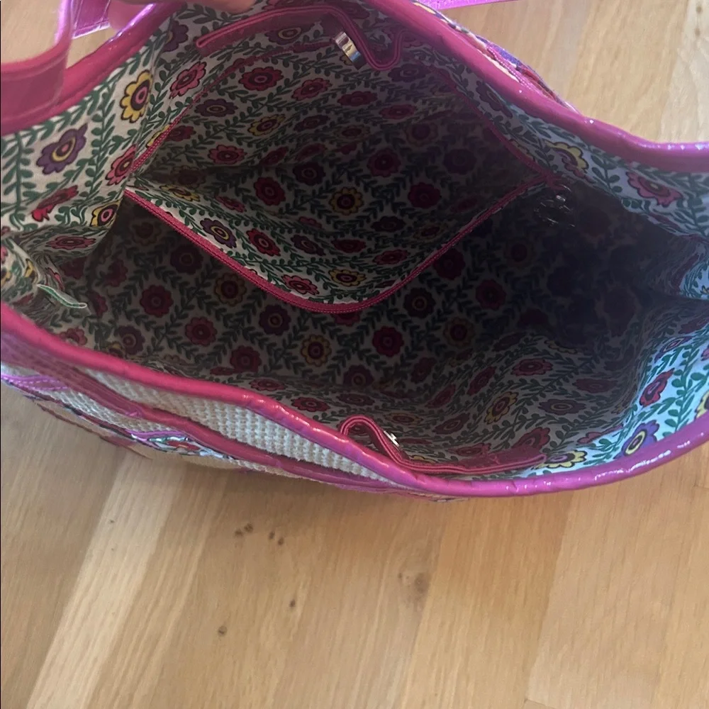 Vera Bradley Purse Viva La Vera Retired Rattan Straw Hobo Shoulder Bag Pink
